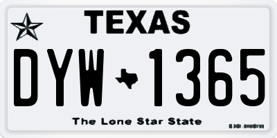 TX license plate DYW1365