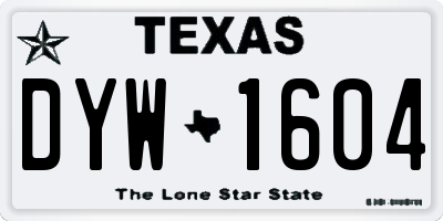 TX license plate DYW1604
