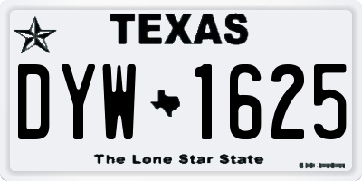 TX license plate DYW1625