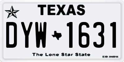 TX license plate DYW1631