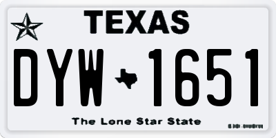 TX license plate DYW1651