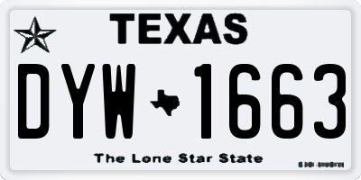 TX license plate DYW1663