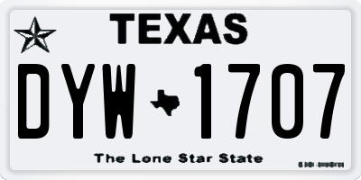 TX license plate DYW1707