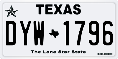 TX license plate DYW1796