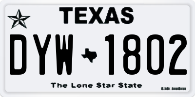 TX license plate DYW1802