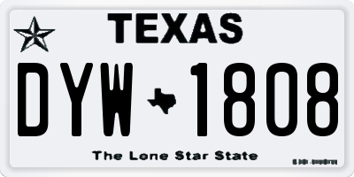 TX license plate DYW1808