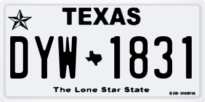 TX license plate DYW1831