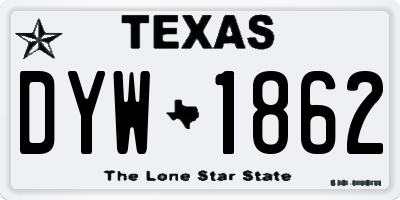 TX license plate DYW1862