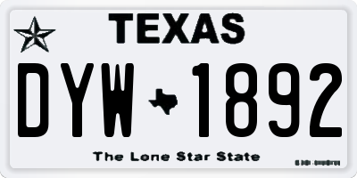 TX license plate DYW1892