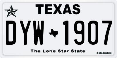 TX license plate DYW1907