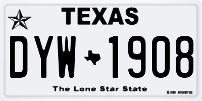 TX license plate DYW1908