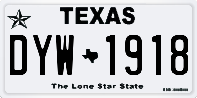TX license plate DYW1918
