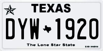 TX license plate DYW1920