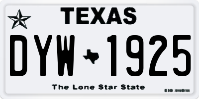 TX license plate DYW1925