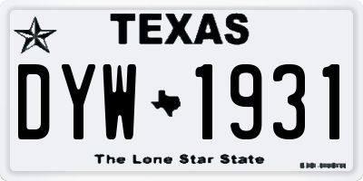 TX license plate DYW1931