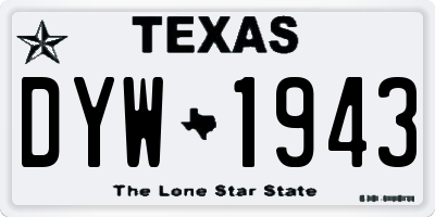 TX license plate DYW1943