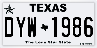 TX license plate DYW1986