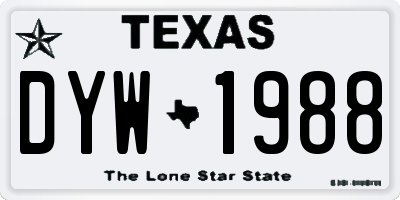 TX license plate DYW1988