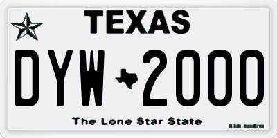 TX license plate DYW2000