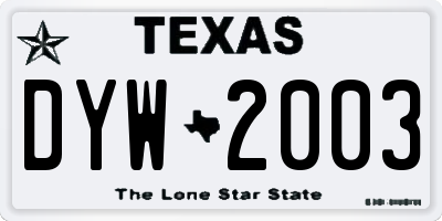 TX license plate DYW2003
