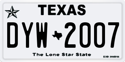 TX license plate DYW2007