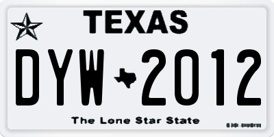 TX license plate DYW2012