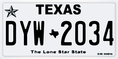 TX license plate DYW2034