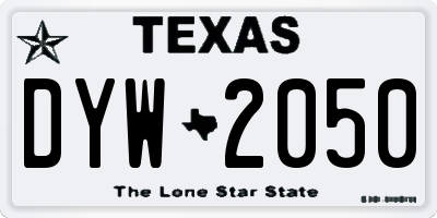 TX license plate DYW2050