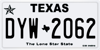 TX license plate DYW2062