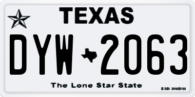 TX license plate DYW2063