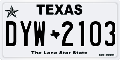 TX license plate DYW2103