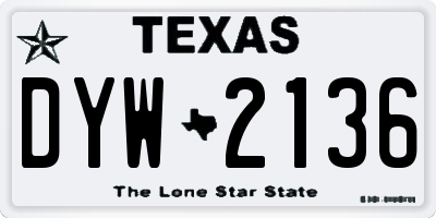 TX license plate DYW2136