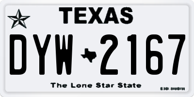 TX license plate DYW2167