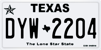 TX license plate DYW2204