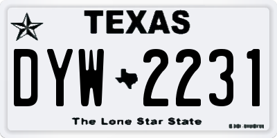TX license plate DYW2231