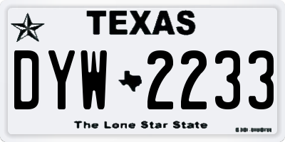 TX license plate DYW2233