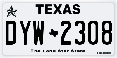 TX license plate DYW2308