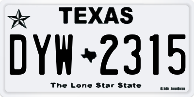 TX license plate DYW2315
