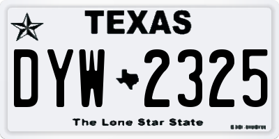 TX license plate DYW2325