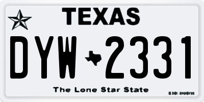 TX license plate DYW2331