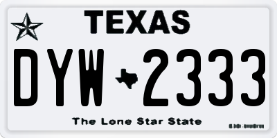 TX license plate DYW2333