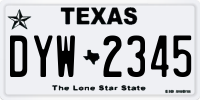 TX license plate DYW2345
