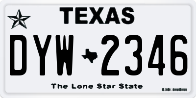 TX license plate DYW2346