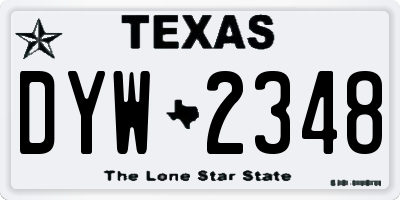 TX license plate DYW2348