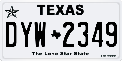 TX license plate DYW2349