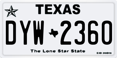 TX license plate DYW2360