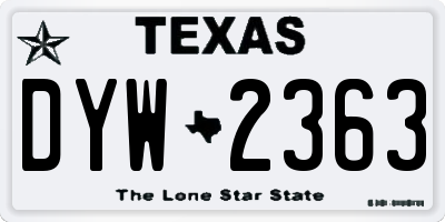 TX license plate DYW2363