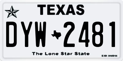 TX license plate DYW2481