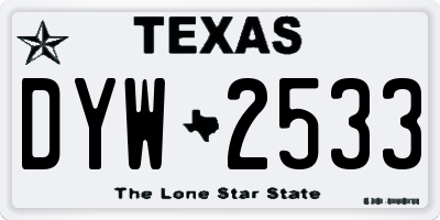 TX license plate DYW2533
