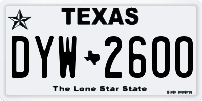 TX license plate DYW2600